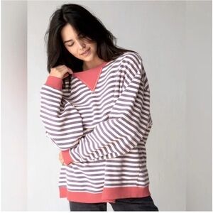 NATURAL LIFE Striped Crewneck Sweatshirt L/XL NWOT